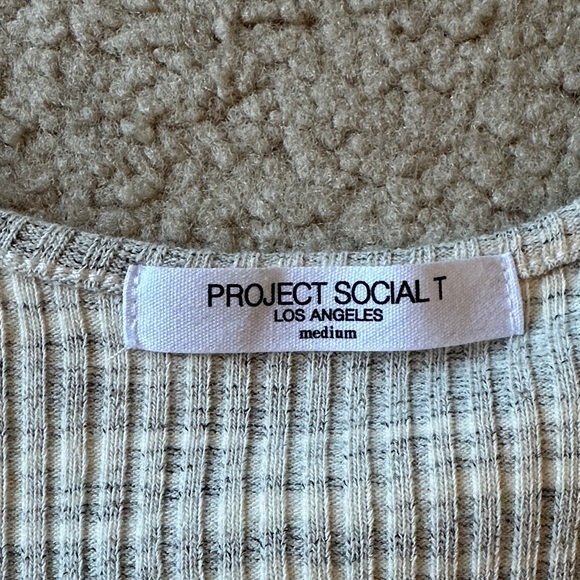 Project Social T Gray and Cream Striped Tank Top, size M. Like new - Picture 2 of 3